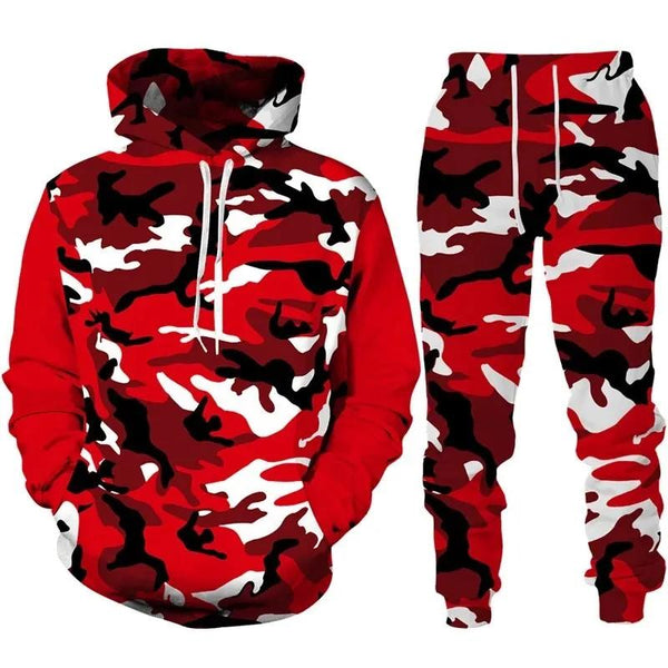 New Camouflage Hoodie Pant Suit Printed Casual Men High Quality Tracksuit Outfits Fashion Men's Clothing