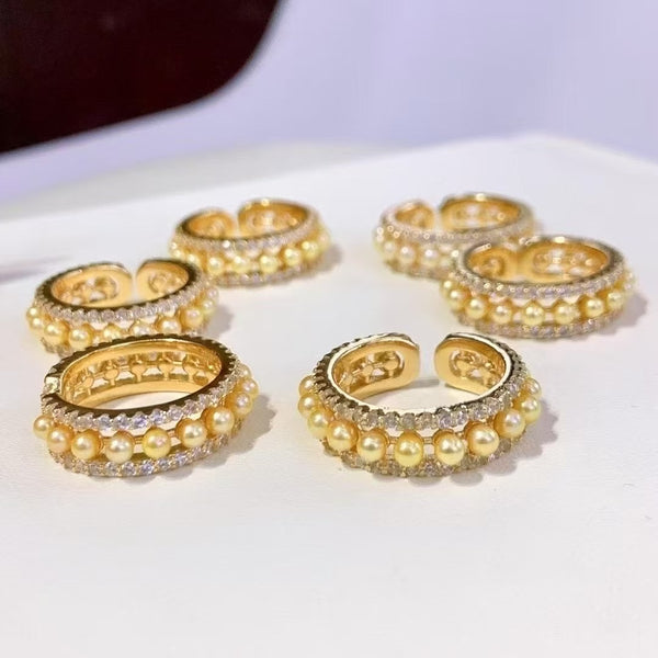 Luxury Akoya Pearl Ring Ferris Wheel Inspired Design Elegant Jewelry Piece Timeless Romantic Gift