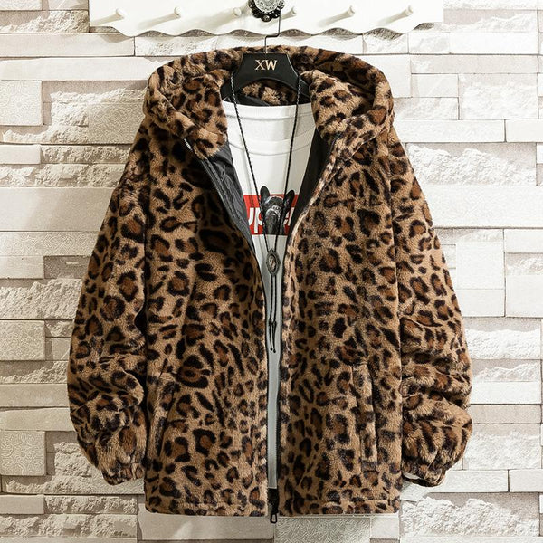 Fall and winter Leopard Print Jacket Loose and Comfortable Cotton-padded Jacket Fashion Men's and Women's Autumn Warm Jacket