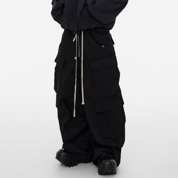 Men American Style Casual Pants Black Cargo Pants Multi-Pocket Niche Retro Wilderness Wide Leg Men'S Clothing Spring Summer