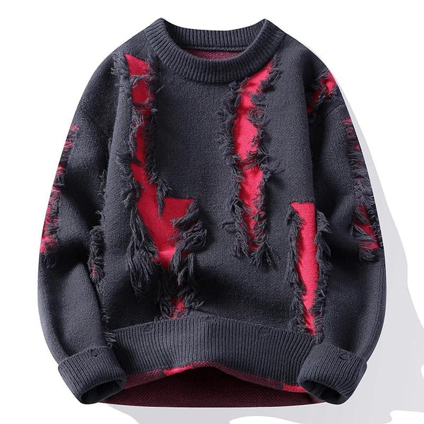 Men's Loose Crew Neck Knit Bottom Shirt Handsome Autumn Clothes on The Fashion Sweater Pullover Sweater