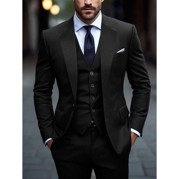 Men Three-Piece Suit Set Vest Pants Jacket Wedding Ceremony Graduation Party Formal Dress Code Male Outfit