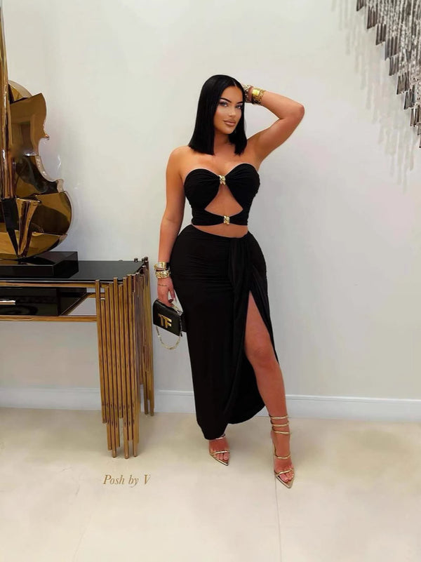 Europe and the United States solid color sexy summer skirt suit