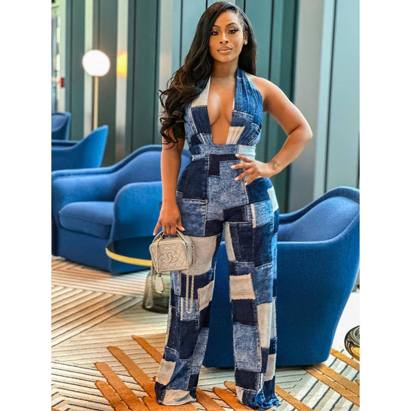 Urban Edge Womens Plaid Jumpsuit Loose Fit Streetwear Digital Art Print Trendy One Piece Romper Oversized Comfort Fashion Forward Statement