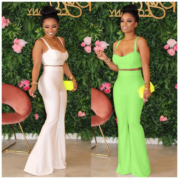 Sleek Strapless Tank & Long Pants Two Piece Set Womens Fashion Coordinated Outfit Chic Lounge Wear Minimalist Matching Set